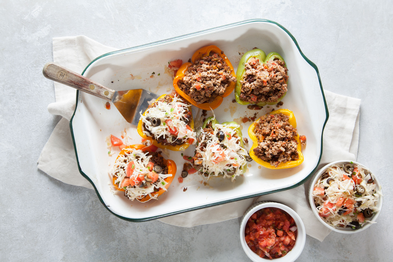 Taco-Stuffed Peppers and Spanish Coleslaw